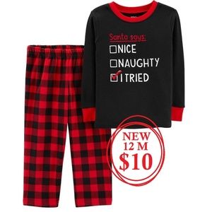 Size 12M Baby Christmas Outfit pajamas toddler